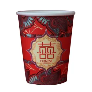 100PCS 250ml Chinese Traditional Wedding Disposable Paper Cups