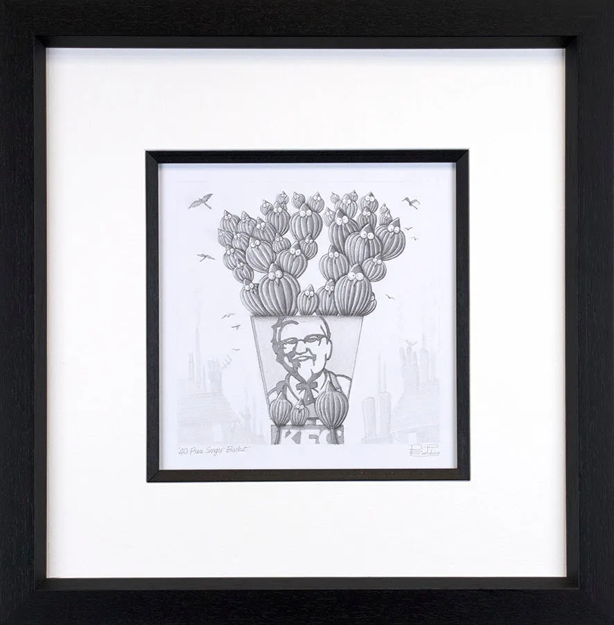 40 Piece Singer Bucket ORIGINAL Sketch by Derrick Fielding