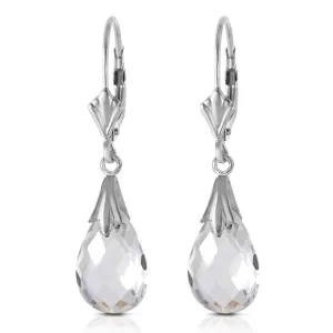 6 Carat 14K Solid White Gold Revisions White Topaz Earrings