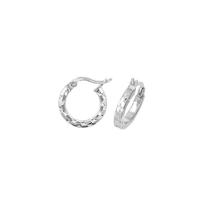 Acotis Silver Dia Cut Hoop Earrings G5863