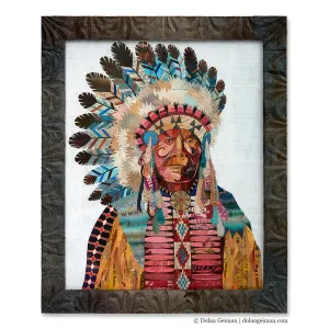 AMERICAN HERITAGE CHIEF original paper collage