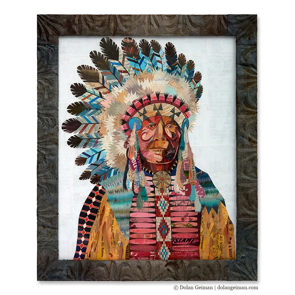 AMERICAN HERITAGE CHIEF original paper collage