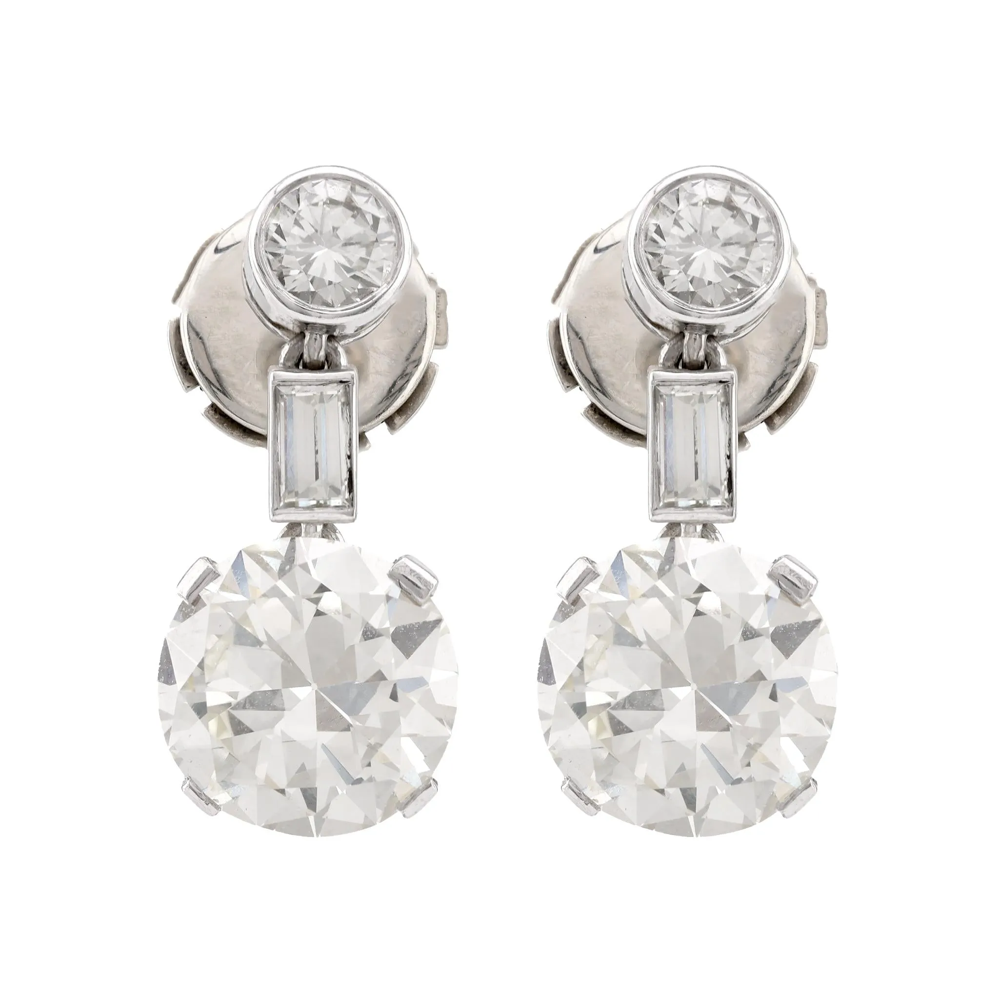 Art Deco GIA 5 Carat Diamond Platinum Drop Earrings