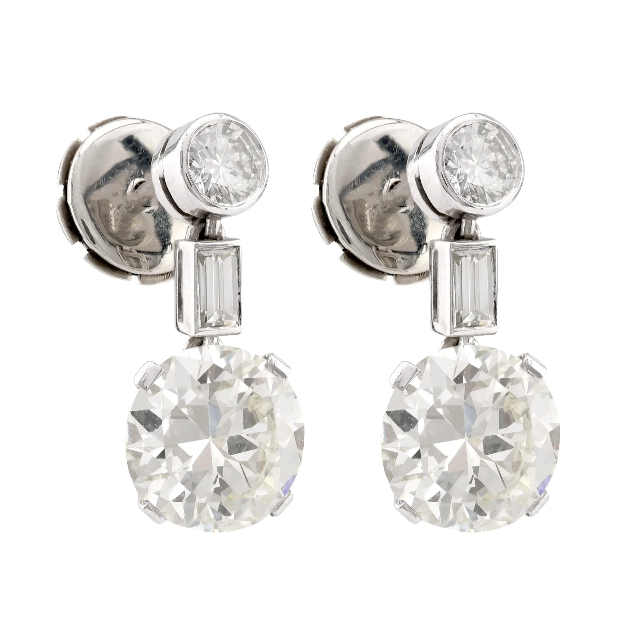 Art Deco GIA 5 Carat Diamond Platinum Drop Earrings