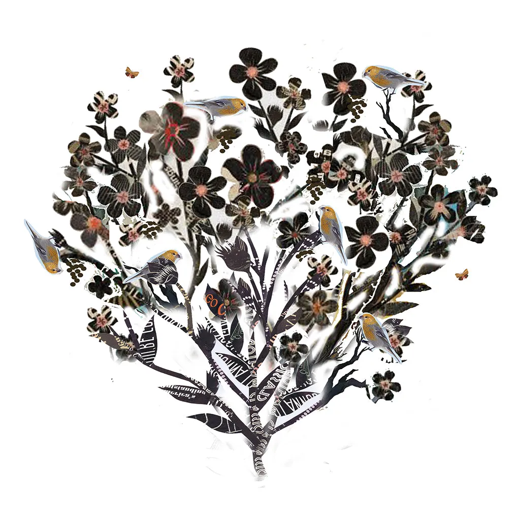 BLACKBERRY ROSE original paper collage