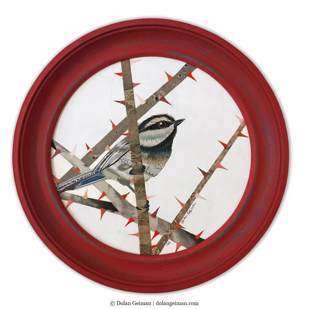 CHICKADEE (small work) original paper collage