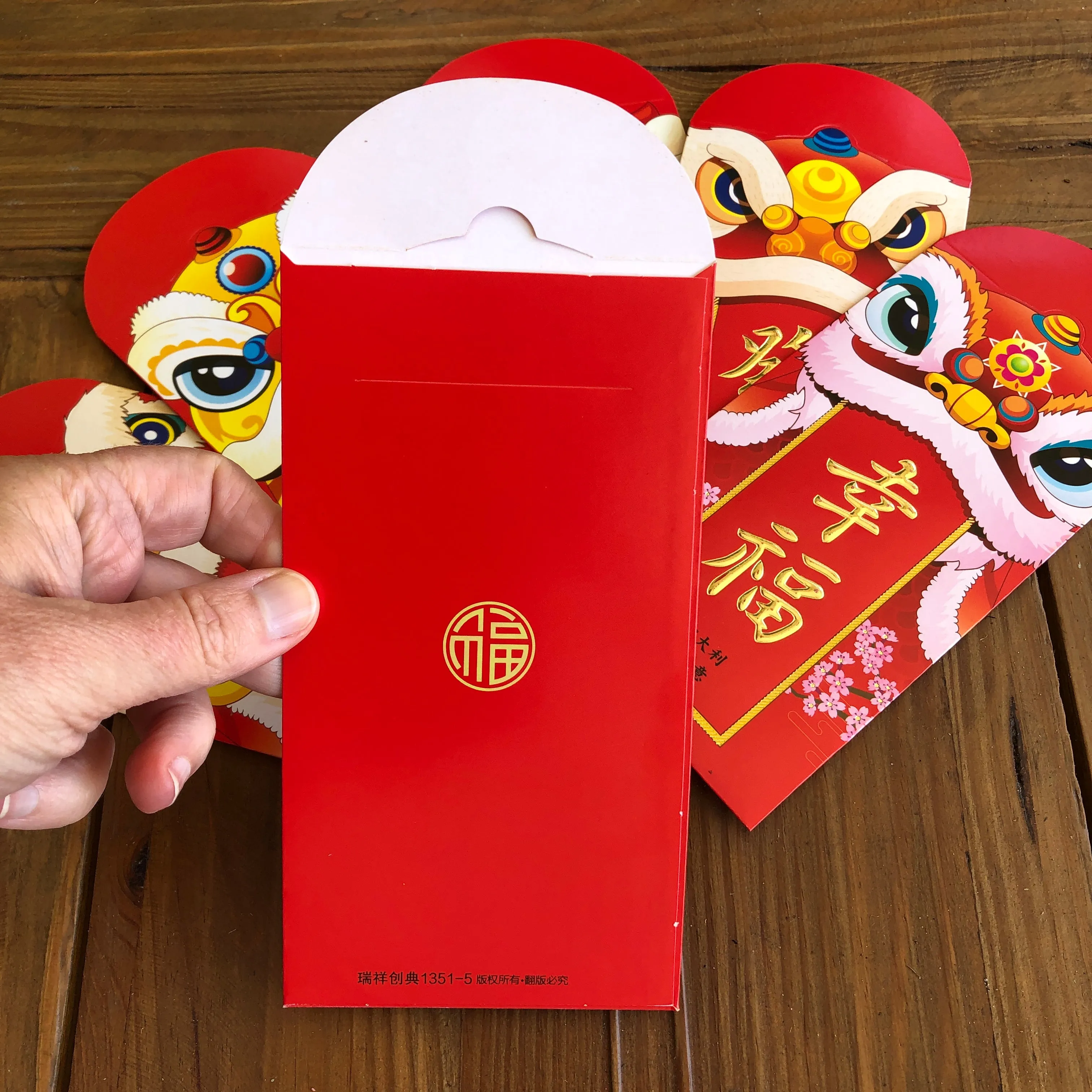 Chinese Lion Red Envelopes - (6 pack mixed prints)