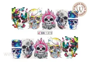 Chromatic Skull Water Slide Nail Art Decals - 1pc (BN-1372)