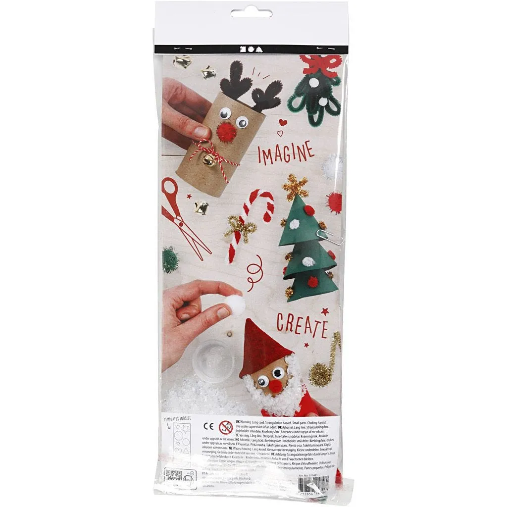 Crafting Assortment Christmas Base Glitter Natural Paper Card Eyes Snow Bells Cord Poms
