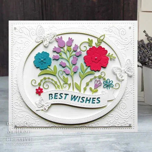 Creative Expressions Craft Dies By Sue Wilson - Banner Collection - Floral Wishes*