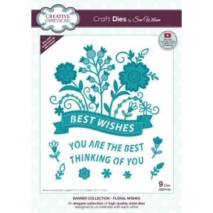 Creative Expressions Craft Dies By Sue Wilson - Banner Collection - Floral Wishes*