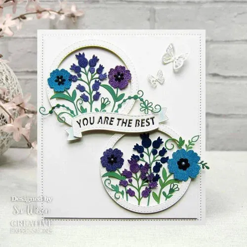 Creative Expressions Craft Dies By Sue Wilson - Banner Collection - Floral Wishes*