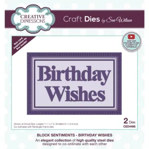 Creative Expressions Craft Dies By Sue Wilson - Block Sentiments - Birthday Wishes*