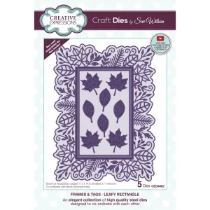 Creative Expressions Craft Dies By Sue Wilson - Frames & Tags Collection - Leafy Rectangle*