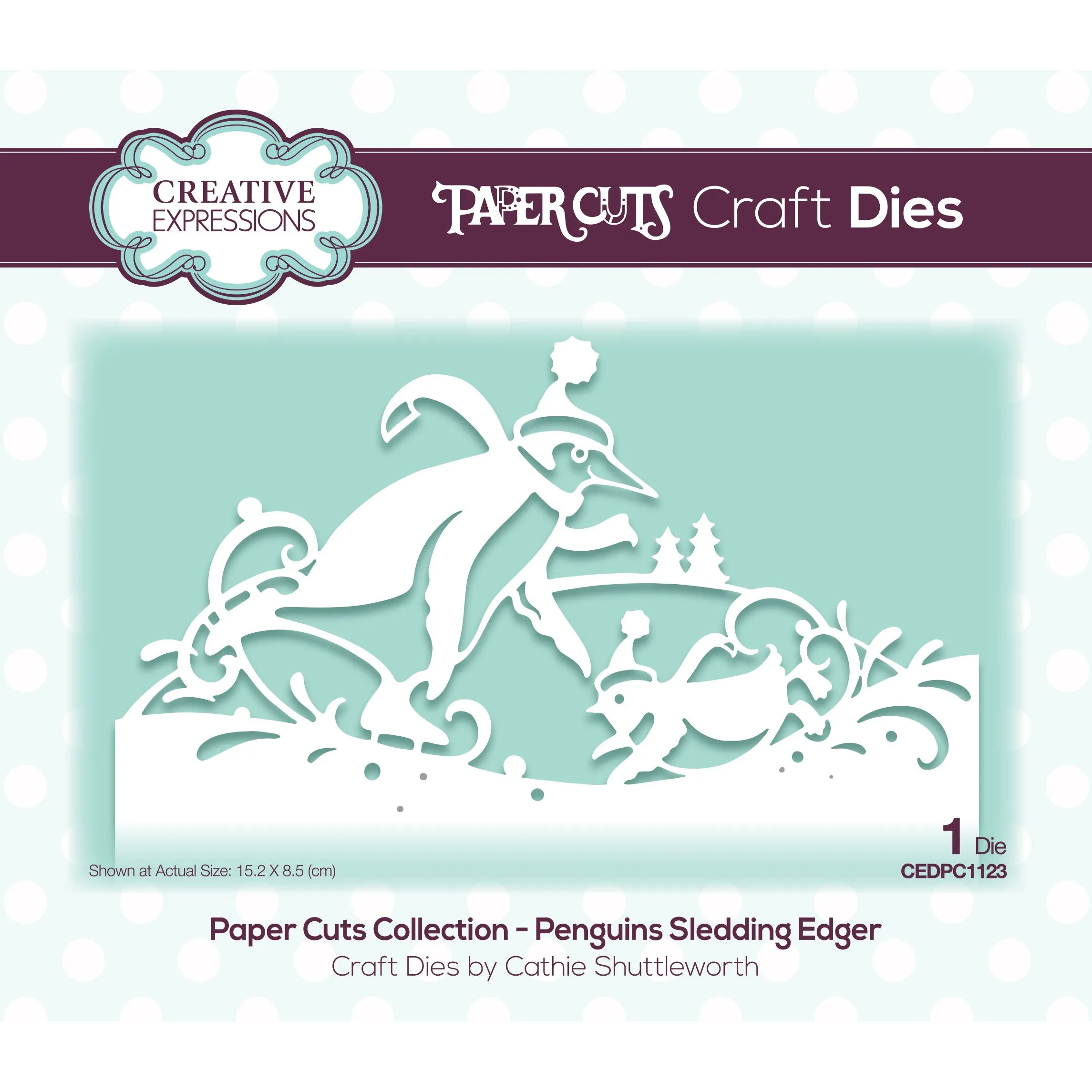 Creative Expressions Paper Cuts Edger Craft Dies - Penguins Sledding*