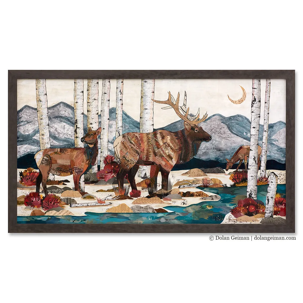 ELK AT HUNTER CREEK original paper collage