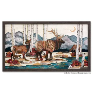 ELK AT HUNTER CREEK original paper collage