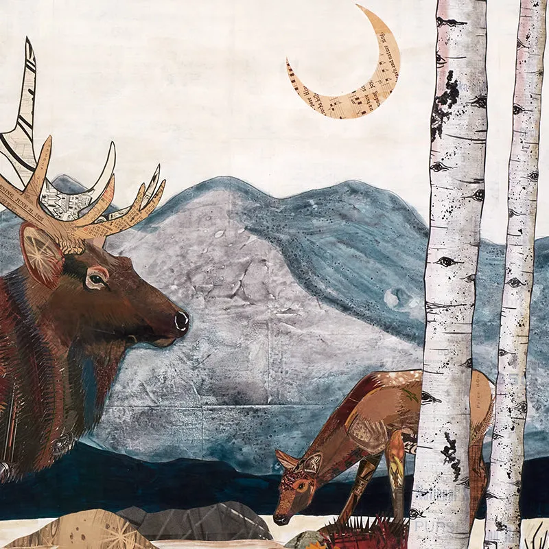 ELK AT HUNTER CREEK original paper collage