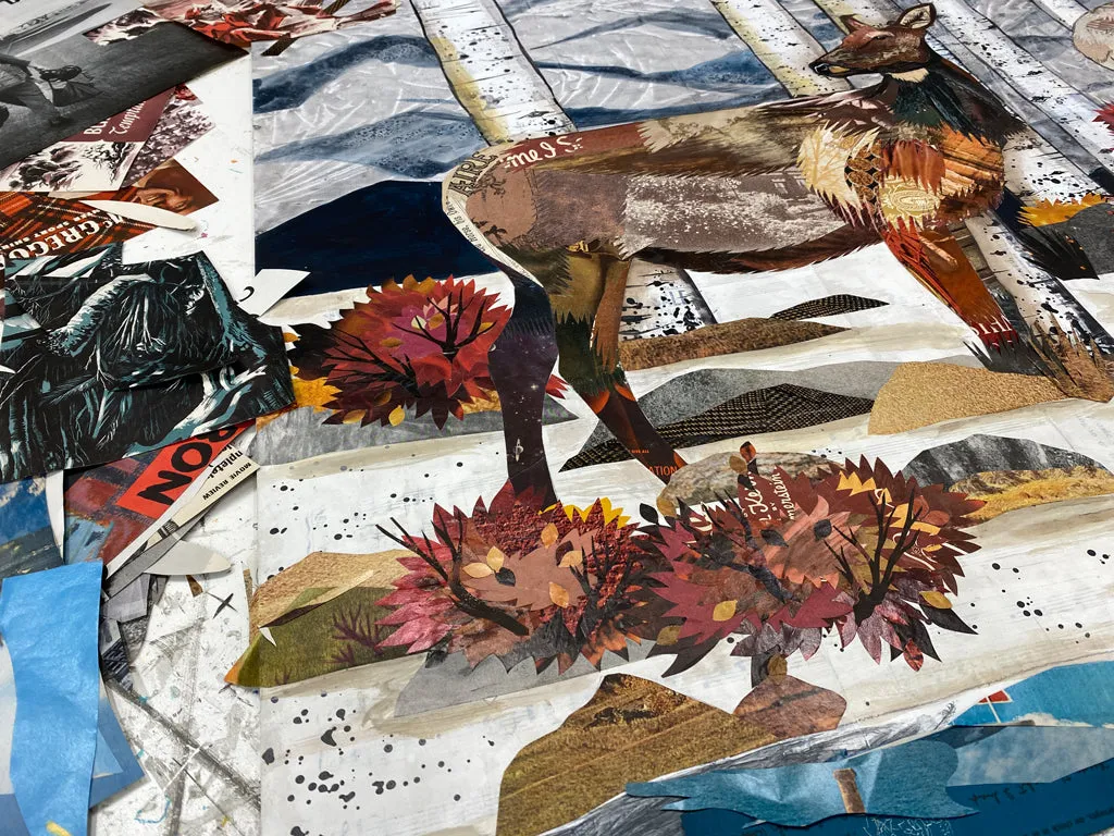 ELK AT HUNTER CREEK original paper collage