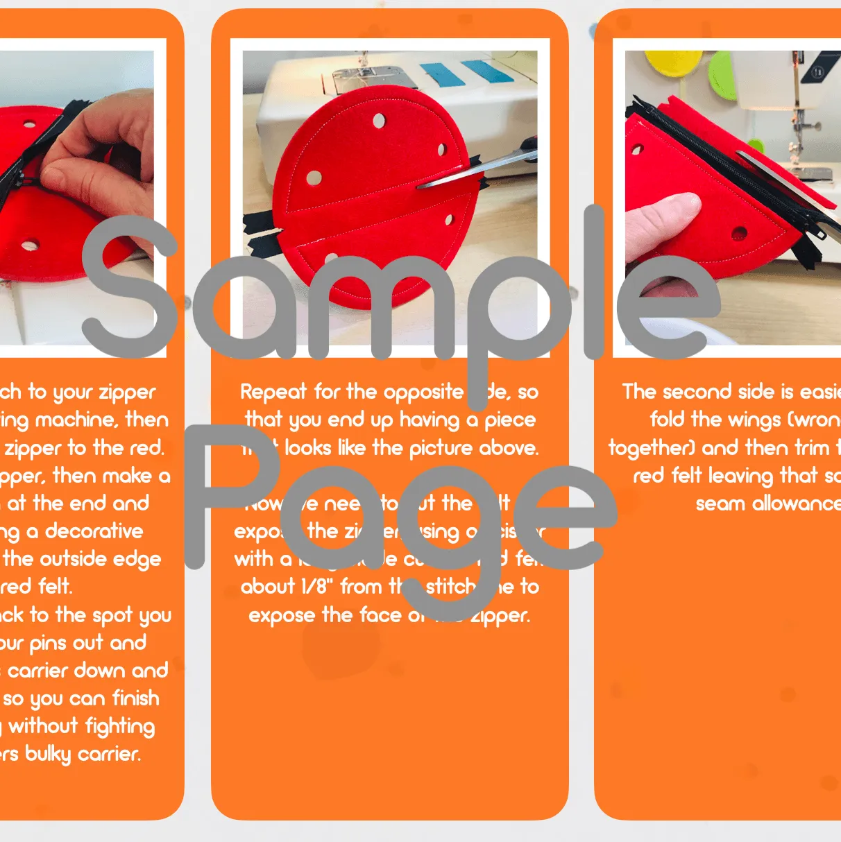 ePattern - Ladybug Zipper and Lacing Quiet Book Page Sewing Pattern