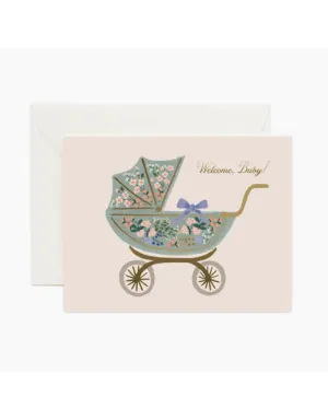 Floral Pram Card - Baby