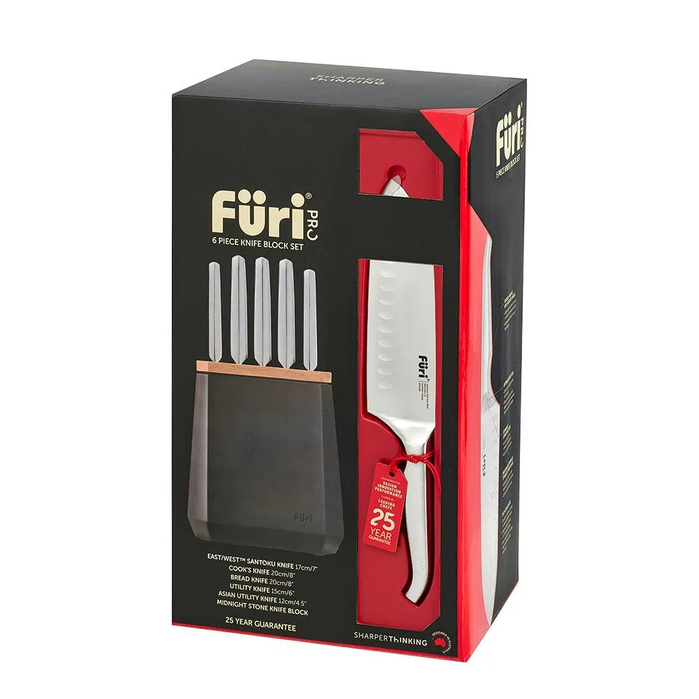 Furi Stone Knife Block Set Midnight 6 Piece