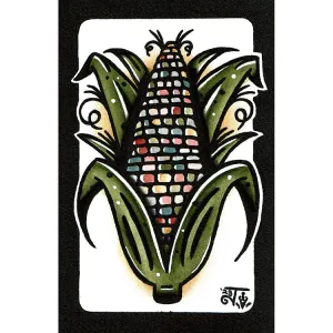 Glass Gem Corn Scrap Paper Original Painting