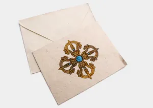 Hand Painted Double Dorje Viswa Vajra Lokta Paper Greetings Card