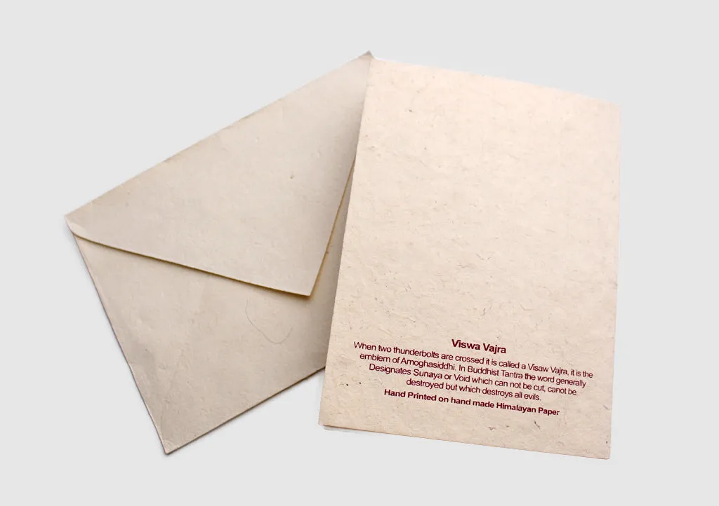 Hand Painted Double Dorje Viswa Vajra Lokta Paper Greetings Card