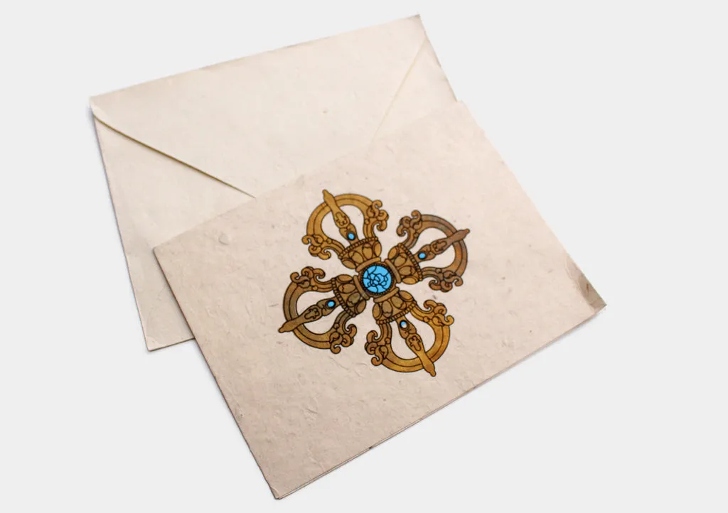 Hand Painted Double Dorje Viswa Vajra Lokta Paper Greetings Card