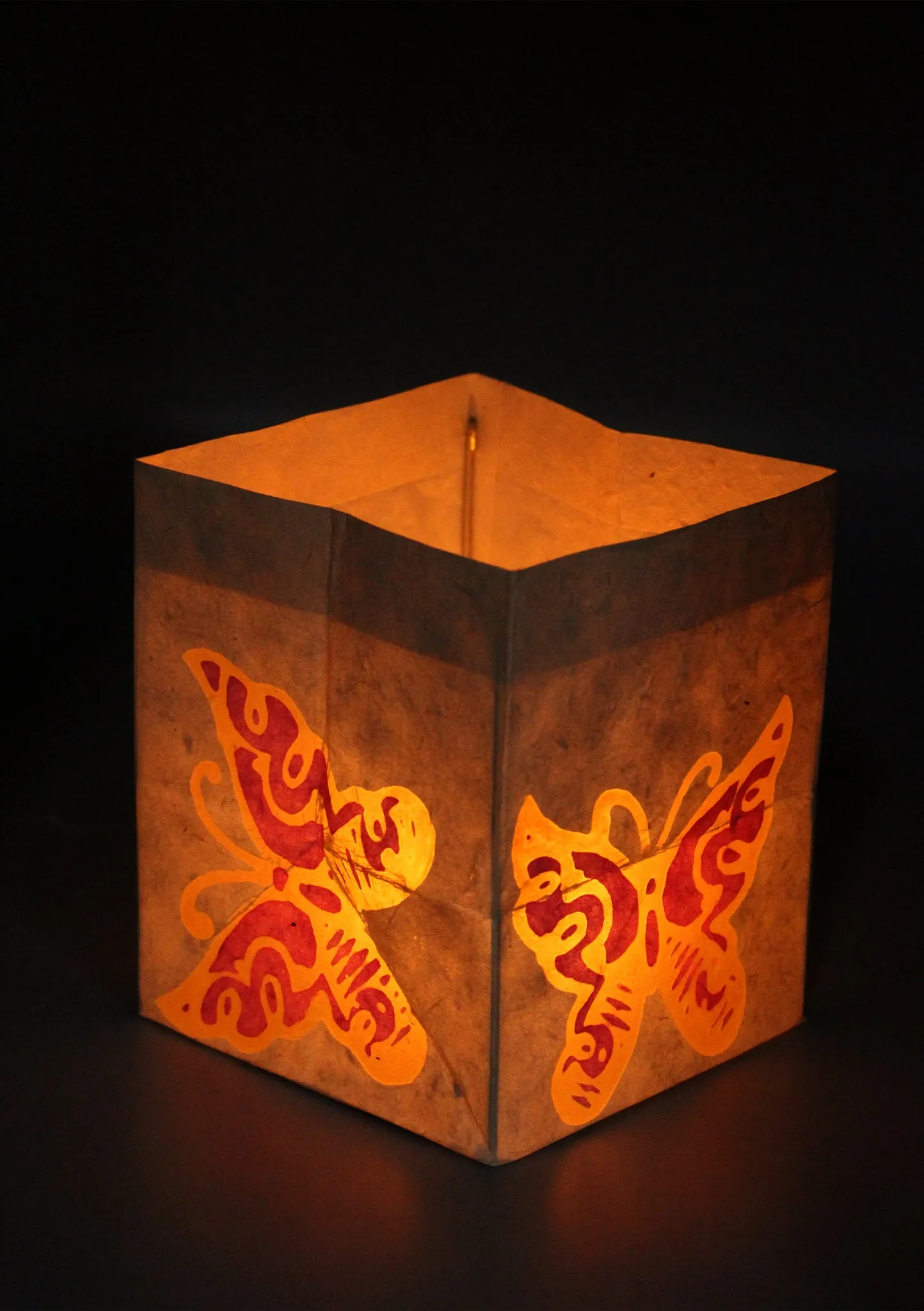 Handmade Butterfly design Natural Lokta Paper Candle Lamp