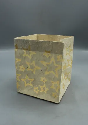 Handmade Star Printed White Lokta Paper Candle Lamp
