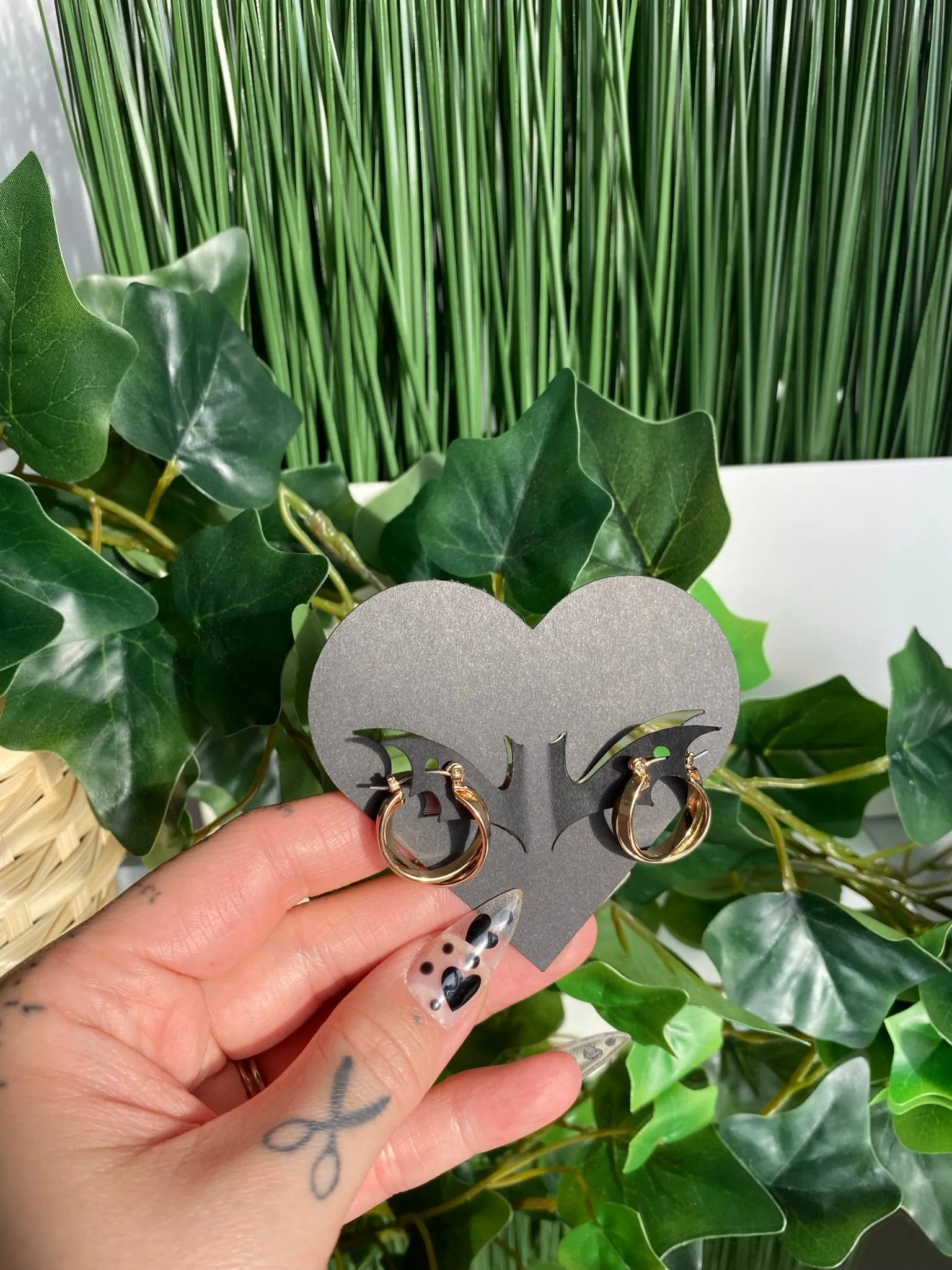 Heart Bat Wing Dangle Earring Card