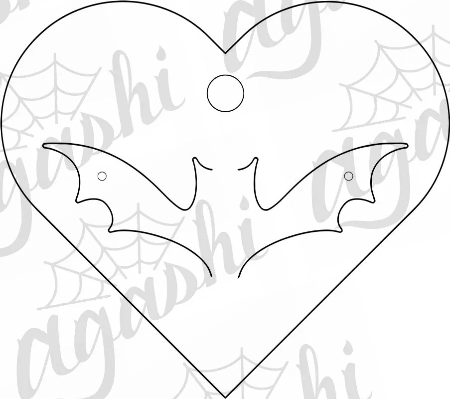 Heart Bat Wing Dangle Earring Card