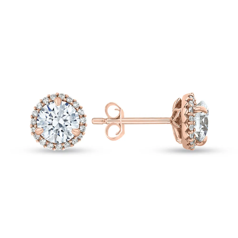 KATARINA 2 1/5 cttw Lab Grown Diamond Halo Earrings in 14k Gold