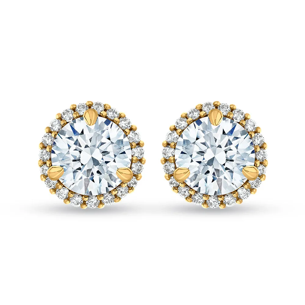 KATARINA 2 1/5 cttw Lab Grown Diamond Halo Earrings in 14k Gold