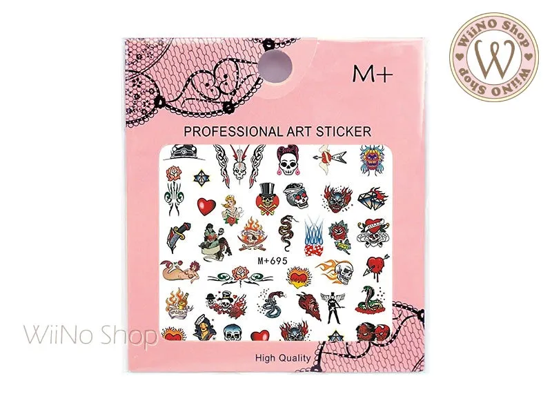 M 695 Tattoo Art Water Slide Nail Art Decals - 1pc