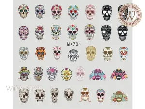 M 701 Sugar Skull Water Slide Nail Art Decals - 1pc