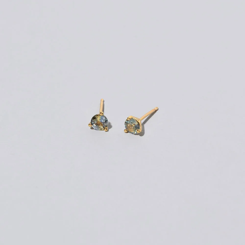 Martini Stud Earrings - Bicolor Yellow/Blue Sapphire