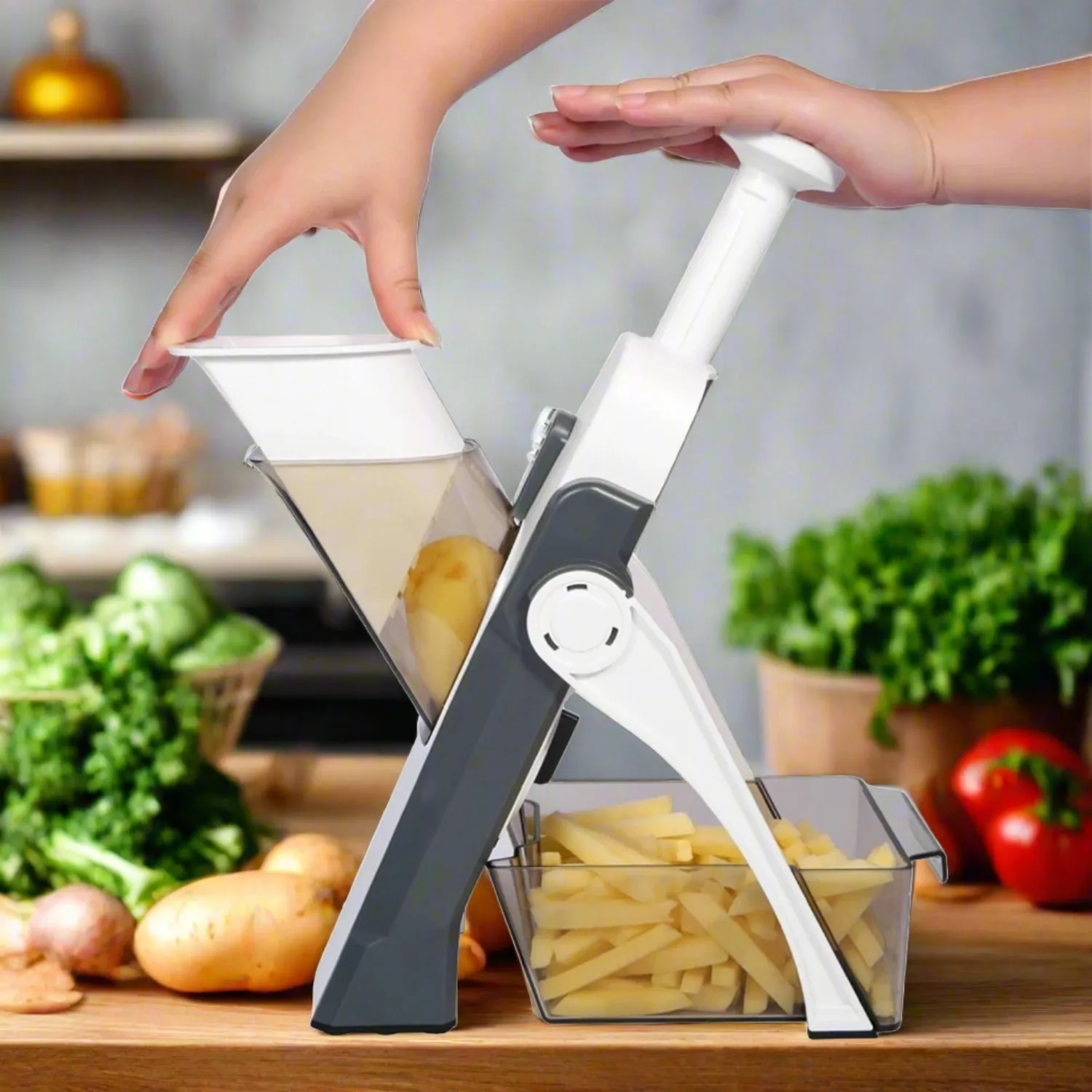 Multi functional Time Saving Adjustable Hand Press Vegetables Chopper