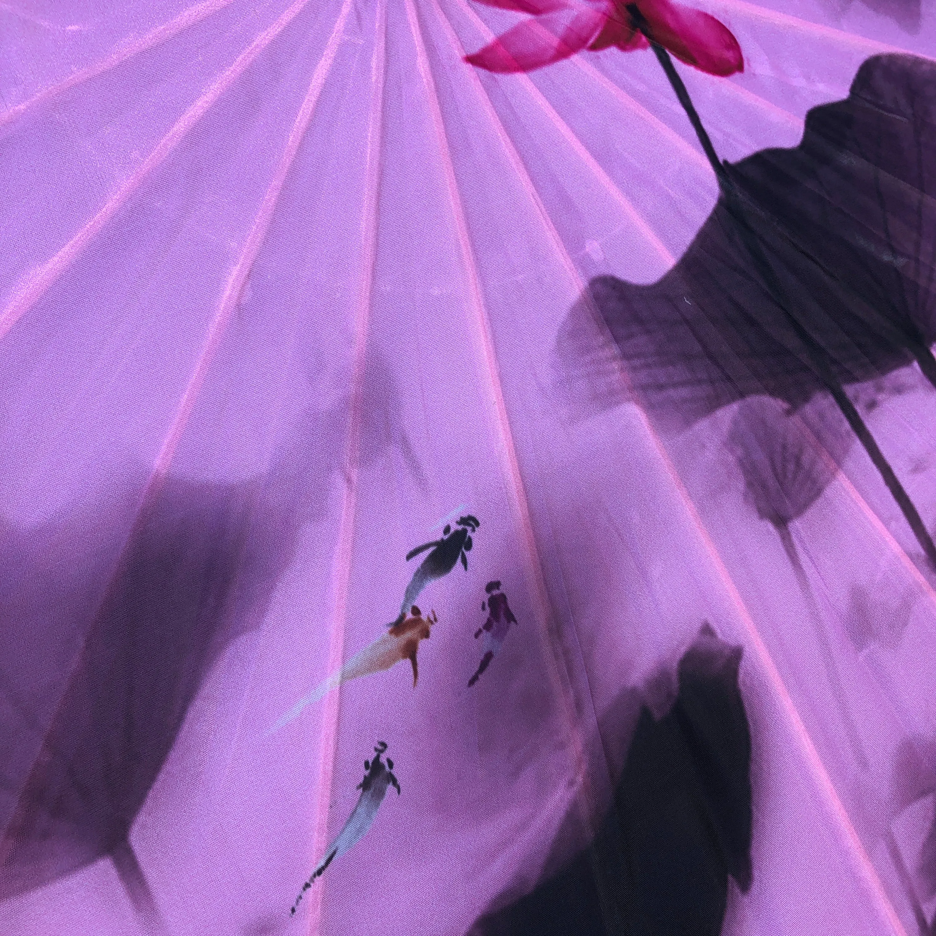 Nylon Parasol - Pink lotus flowers