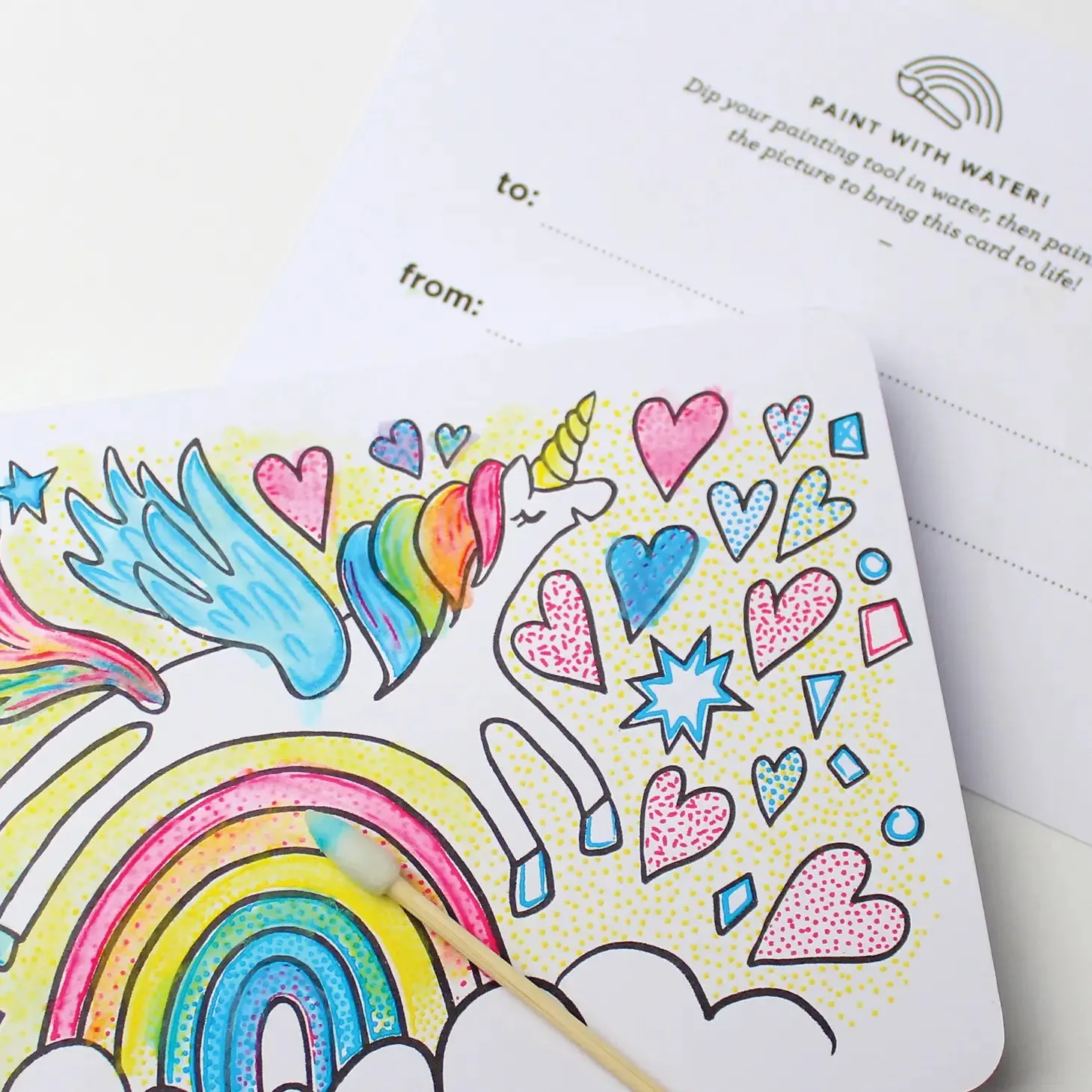 Paint With Water Valentines - Unicorn