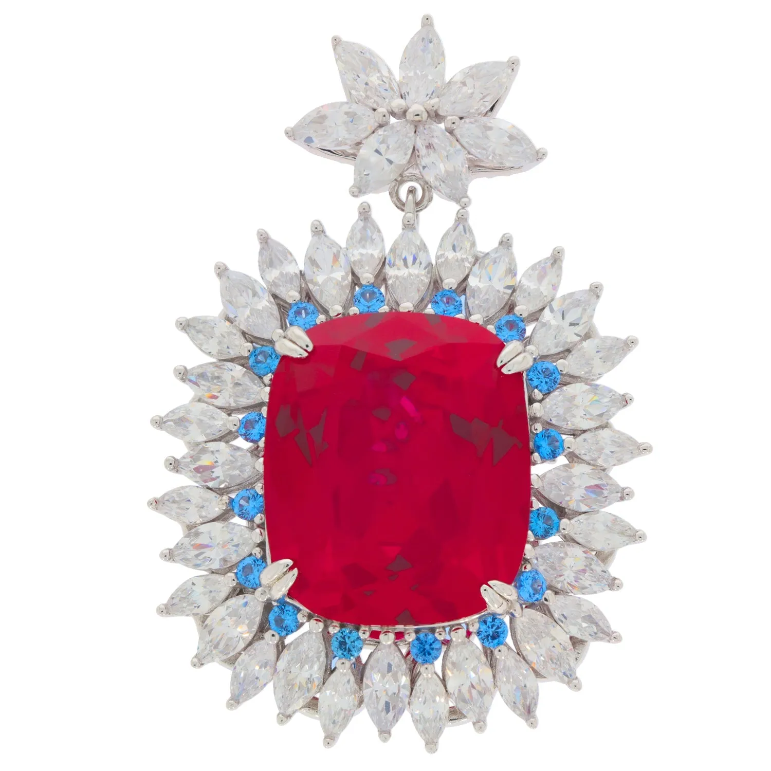 Red Ruby Sterling Silver Earrings with Accent