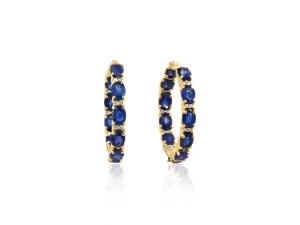 Sapphire and Diamond Gold Hoop Earrings