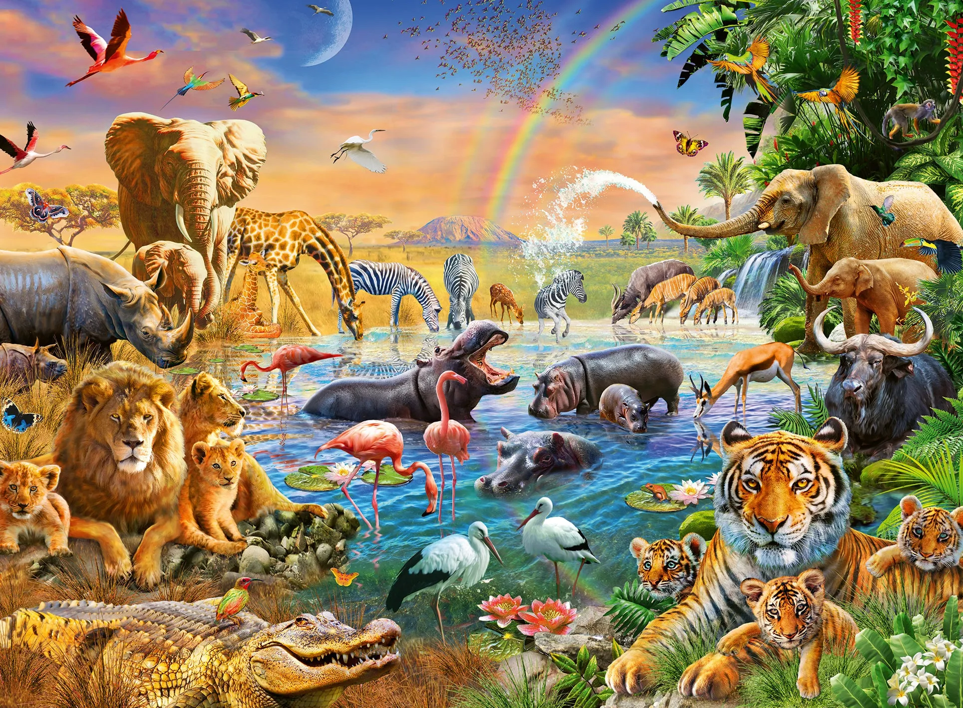 Savannah Jungle Waterhole - 100pc Puzzle