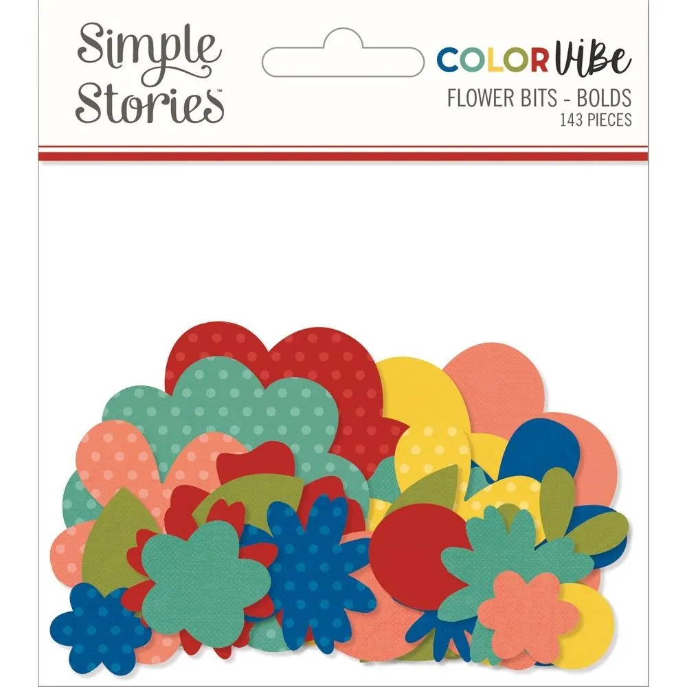Simple Stories Colour Vibe - Cardstock Flowers Bits & Pieces 143 pack - Bolds*
