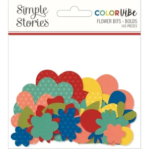 Simple Stories Colour Vibe - Cardstock Flowers Bits & Pieces 143 pack - Bolds*