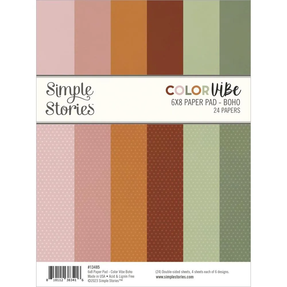 Simple Stories Double-Sided Paper Pad 6"X8" 24pack Colour Vibe Boho*