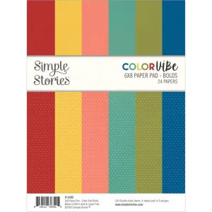 Simple Stories Double-Sided Paper Pad 6"X8" 24pack Colour Vibe Bolds*