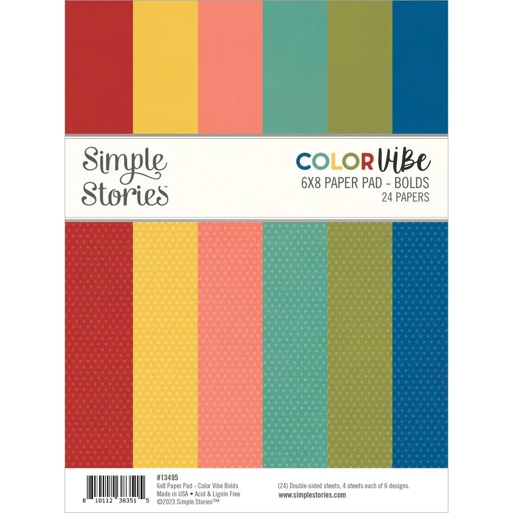 Simple Stories Double-Sided Paper Pad 6"X8" 24pack Colour Vibe Bolds*